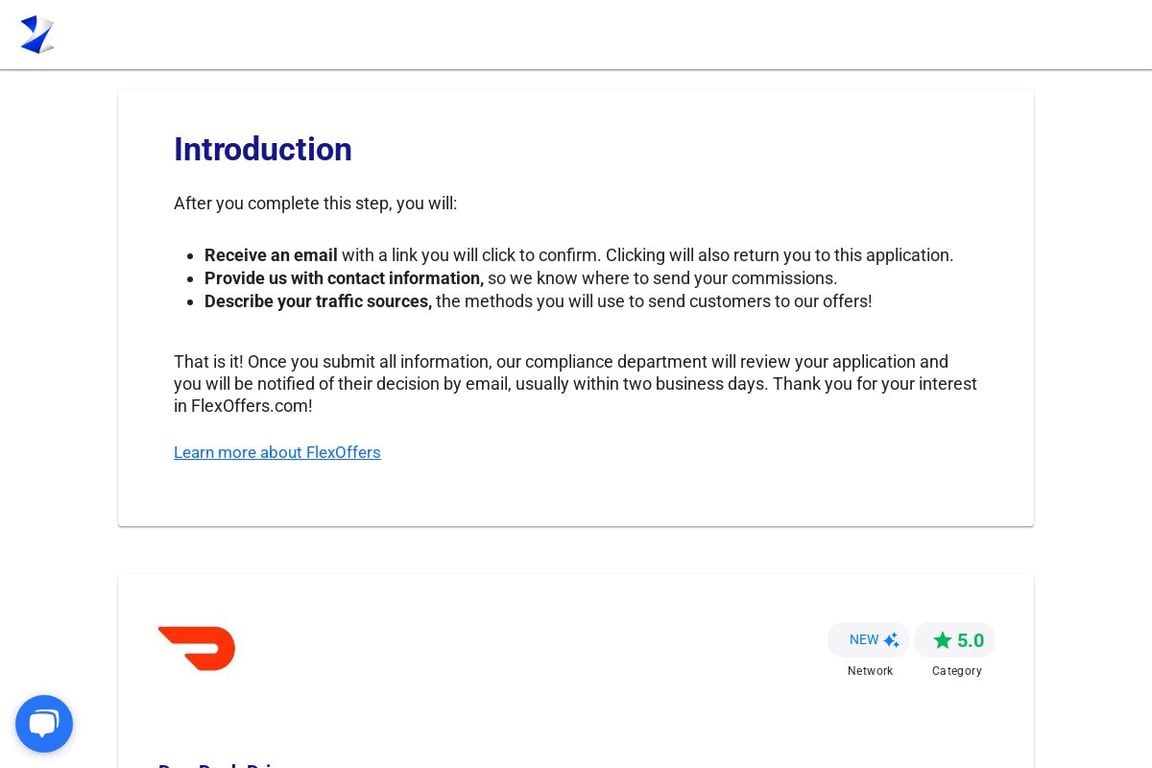 DoorDash Driver affiliate program signup page