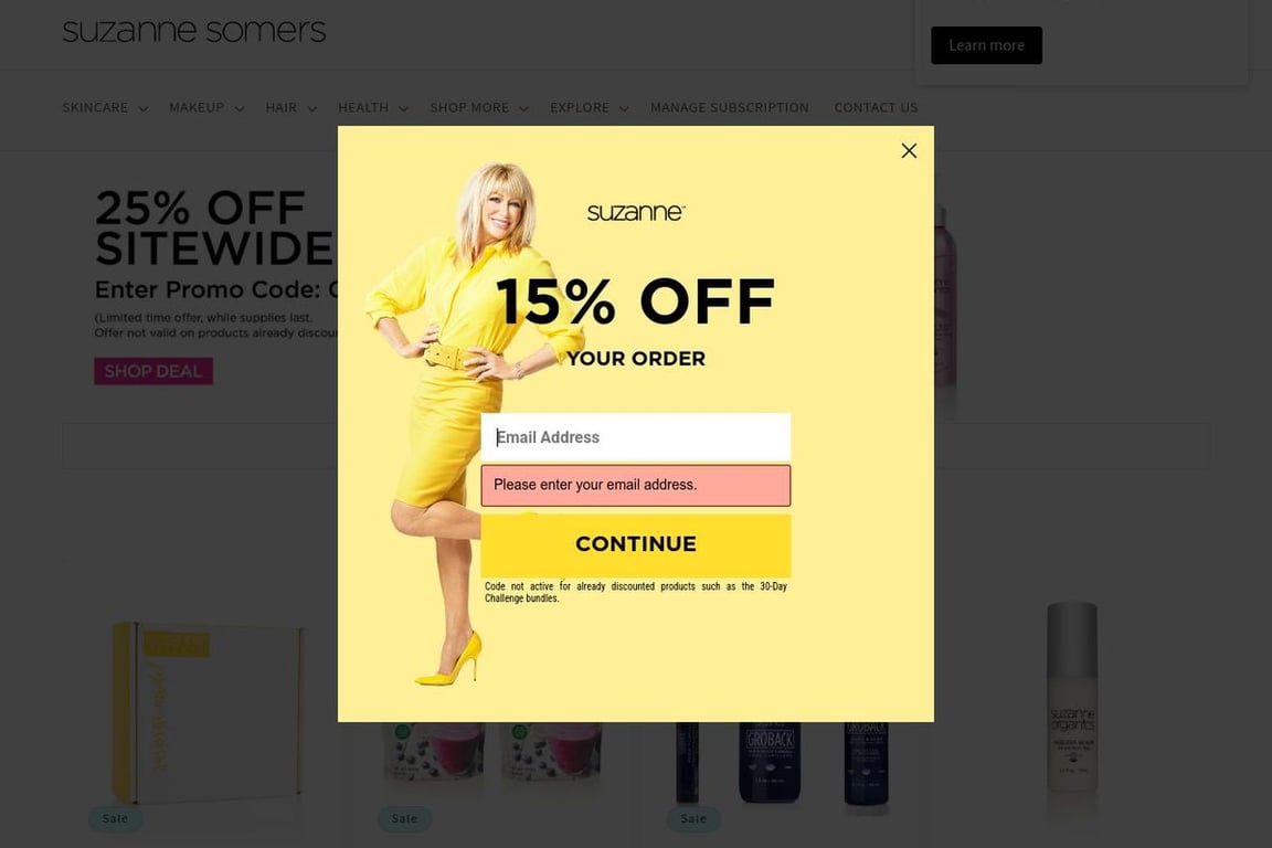 Suzanne Somers homepage