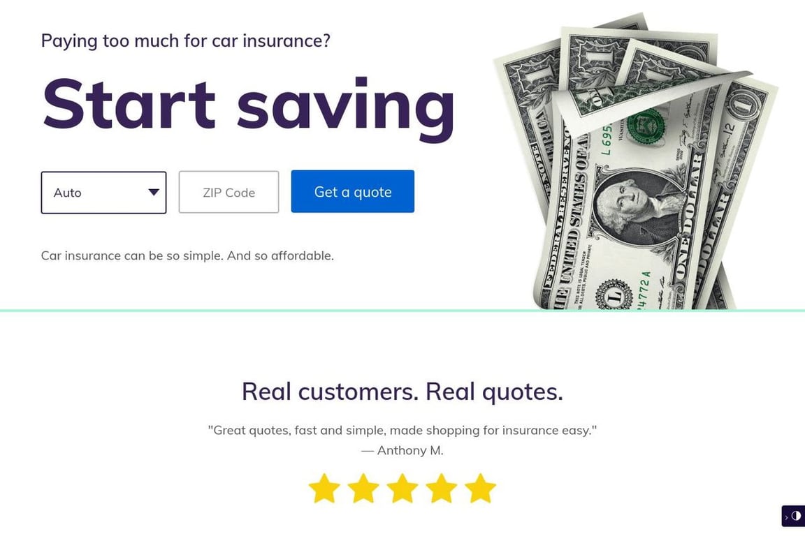 Esurance homepage