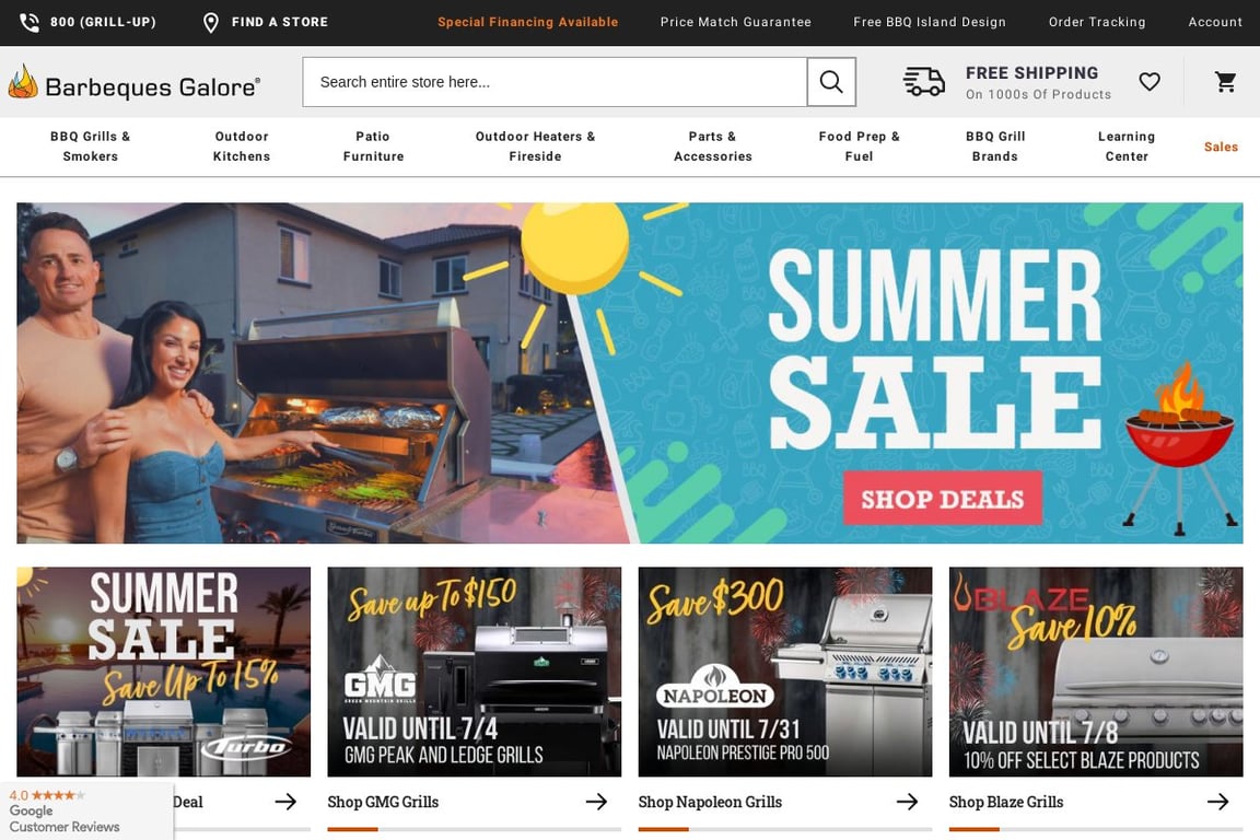 Barbeques Galore homepage