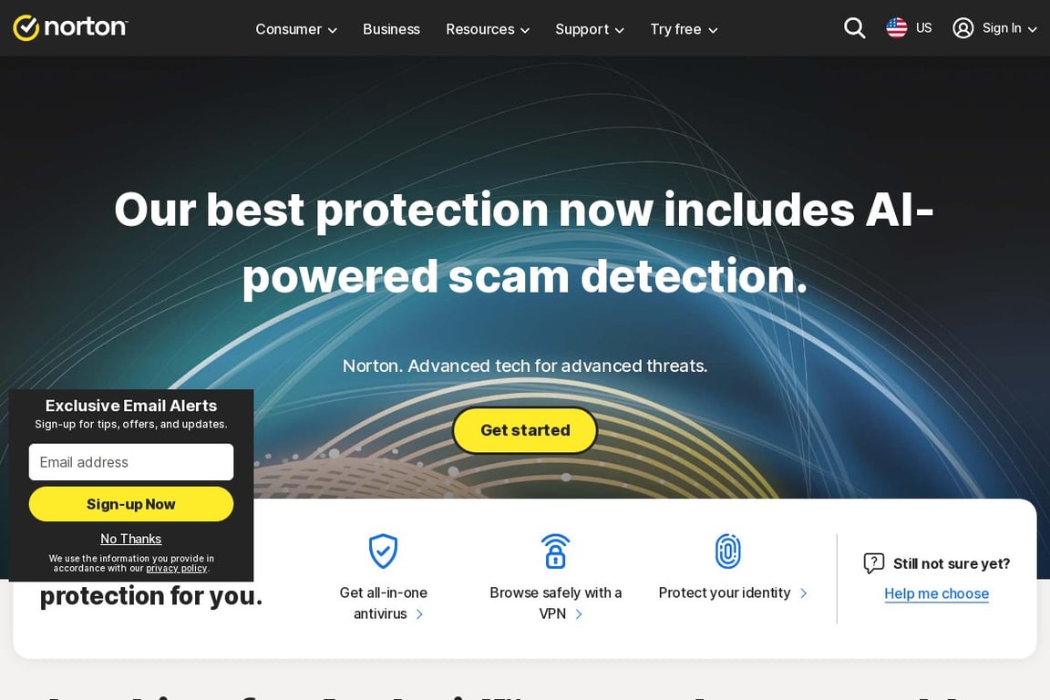 Norton Lifelock homepage