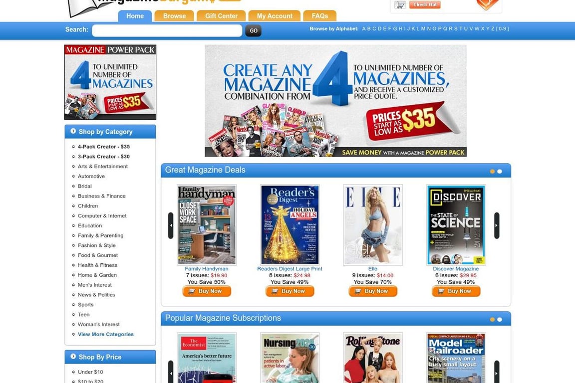 MagazineBargains.com homepage