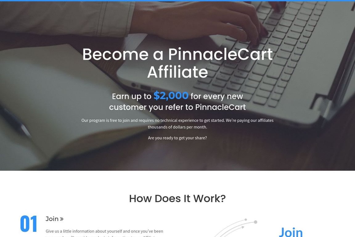PinnacleCart affiliate program signup page