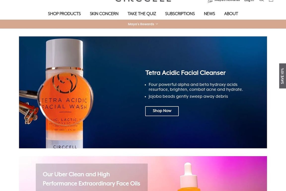 Circcel Skincare homepage