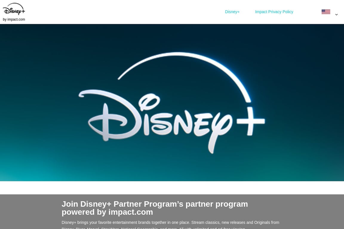 Disney+ affiliate program signup page
