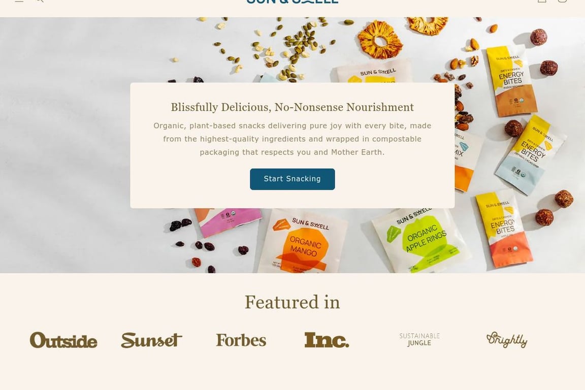 Sun & Swell Foods homepage