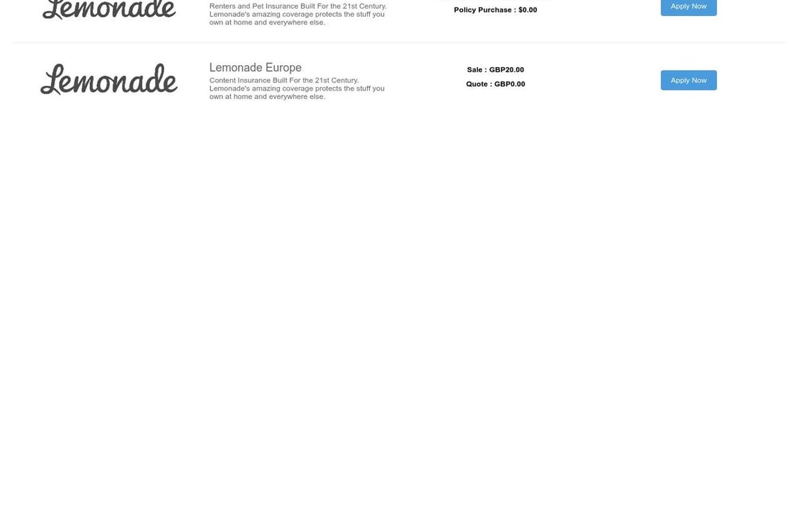 Lemonade affiliate program signup page