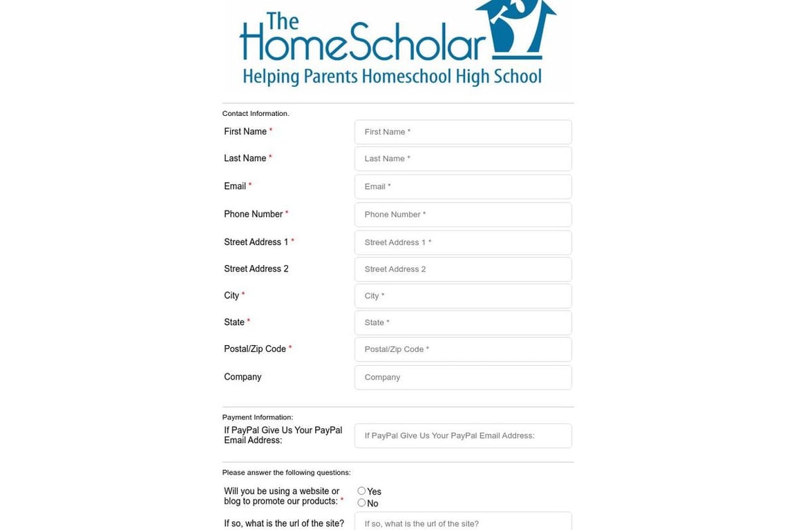 The HomeScholar affiliate program signup page