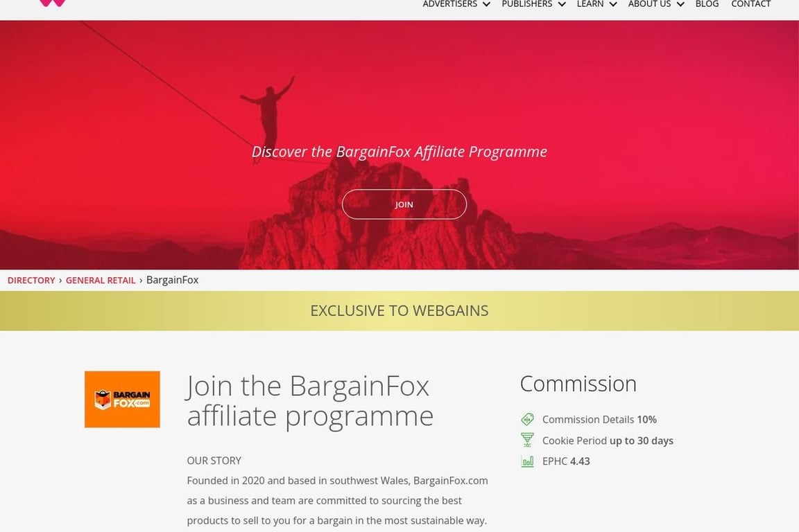 BargainFox affiliate program signup page