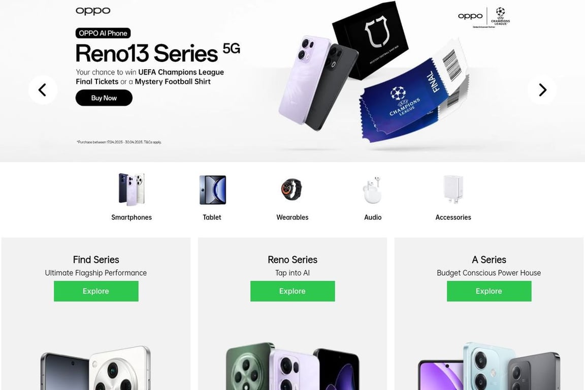 OPPO Store homepage