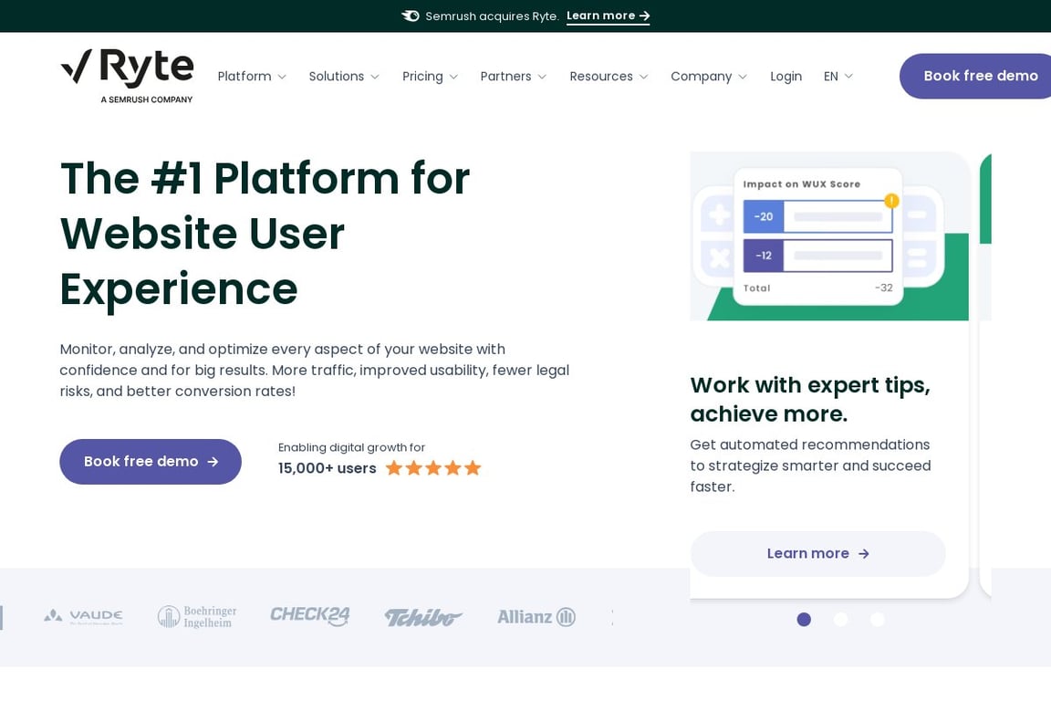 Ryte affiliate program signup page