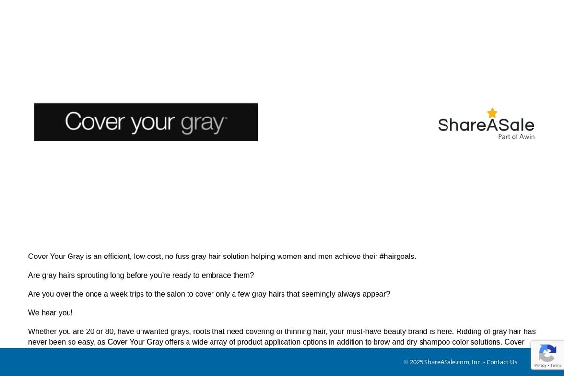 Cover Your Gray affiliate program signup page