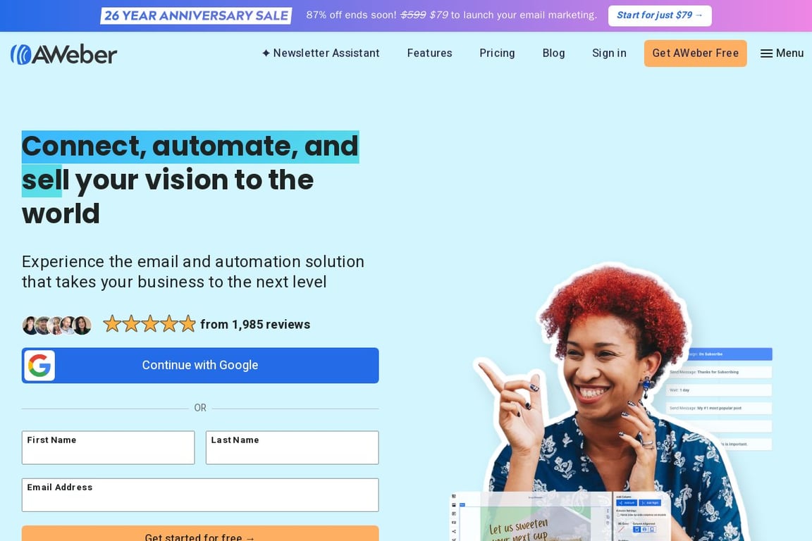 AWeber homepage