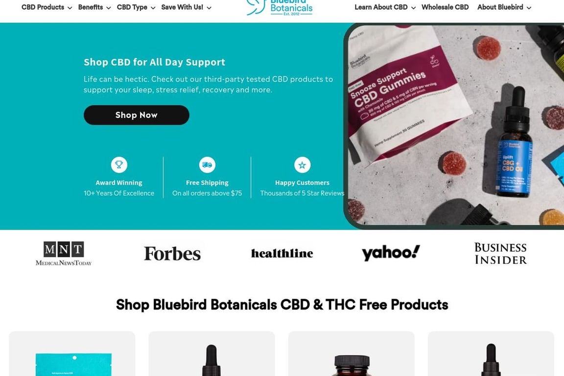 Bluebird Botanicals homepage
