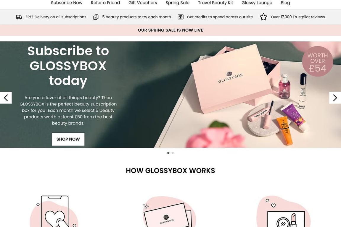 GLOSSYBOX homepage