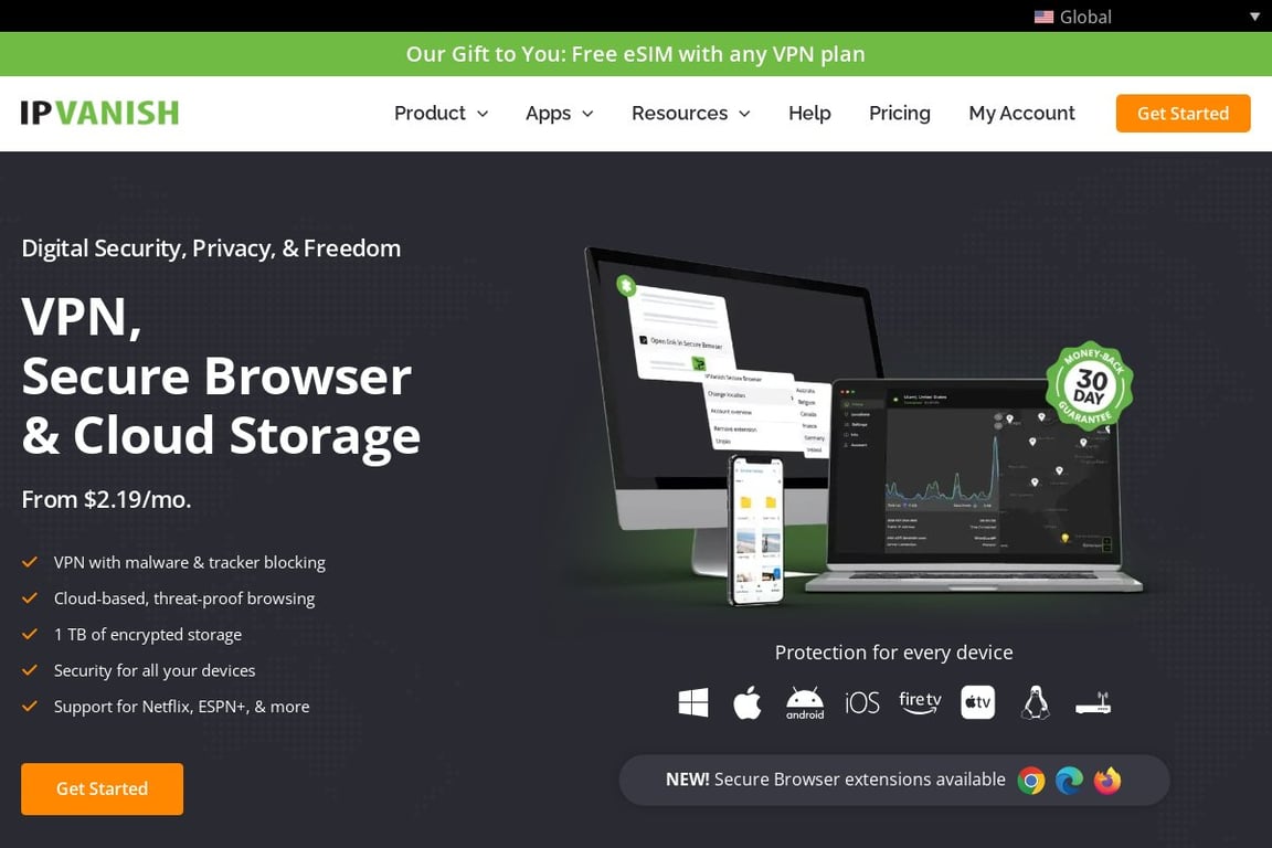 IPVanish homepage