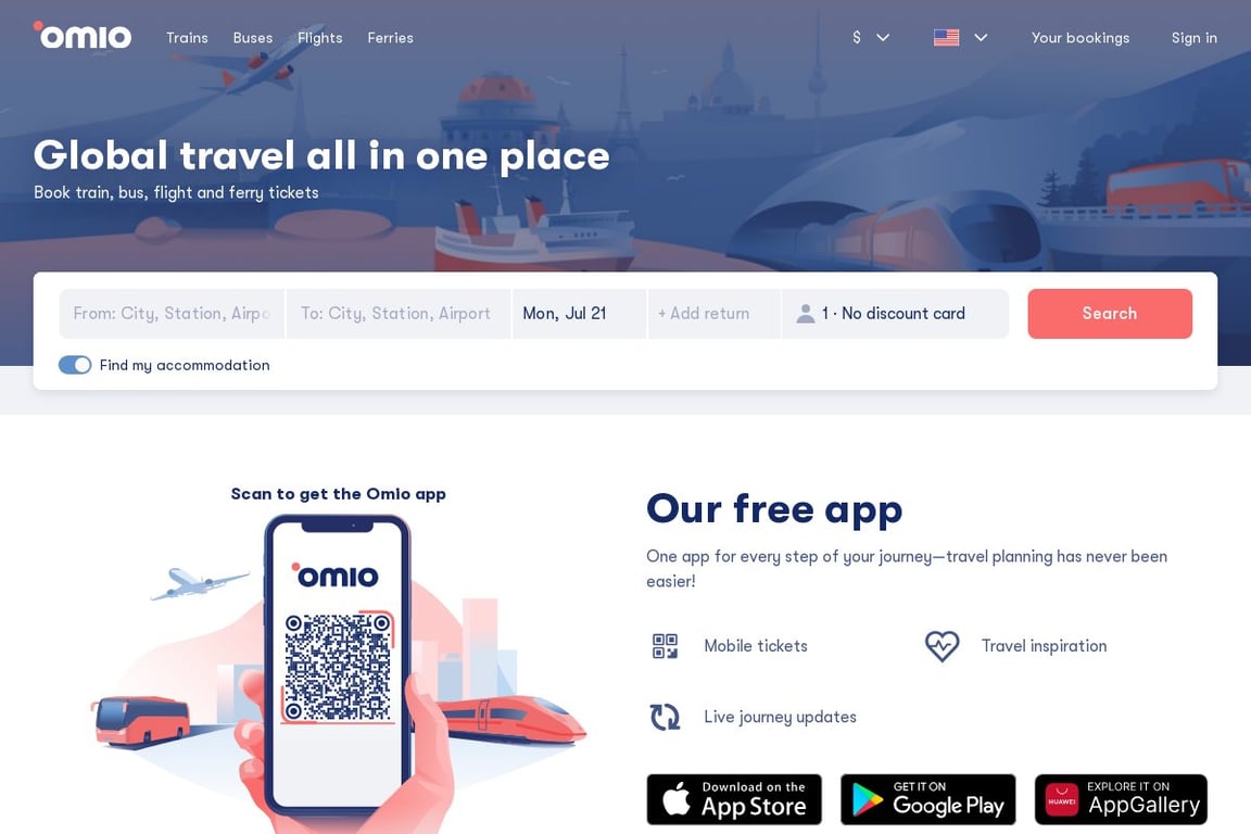Omio Travel GmbH APAC homepage