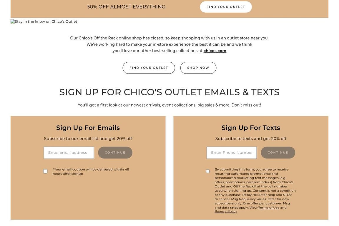 Chico’s Off The Rack homepage