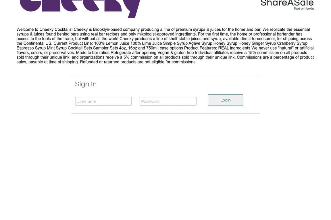Cheeky affiliate program signup page