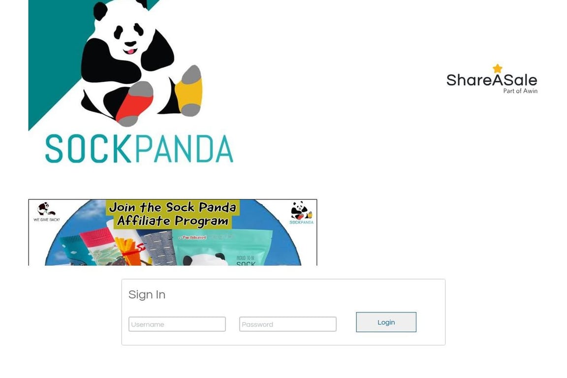 Sock Panda affiliate program signup page