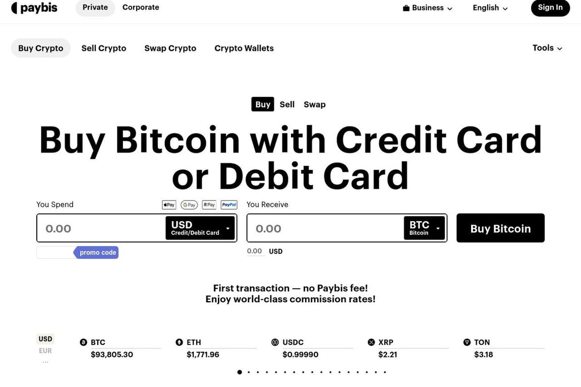 Paybis homepage