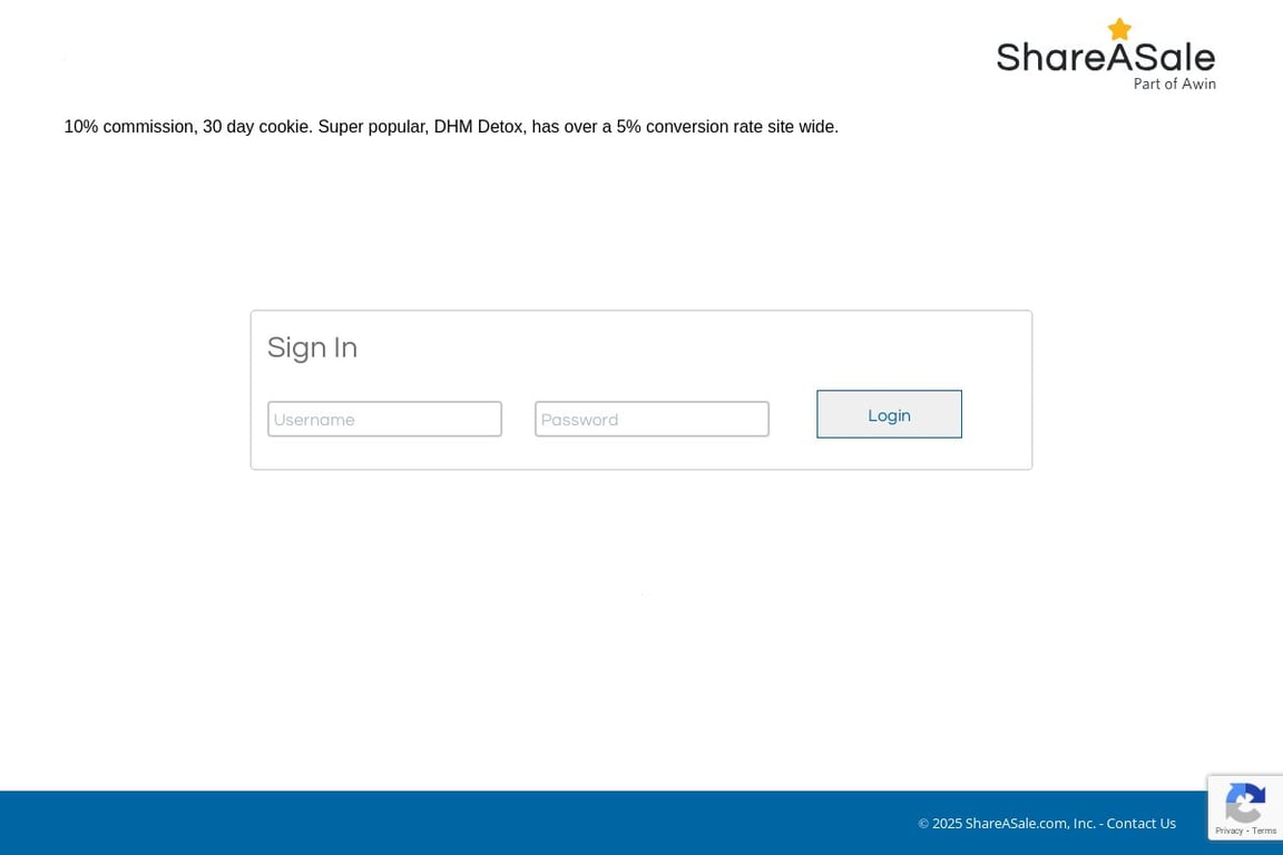 DHM Detox affiliate program signup page