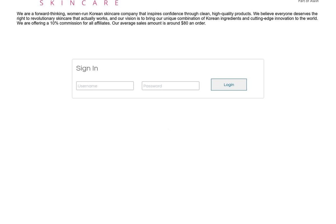 Soon Skincare Inc. affiliate program signup page