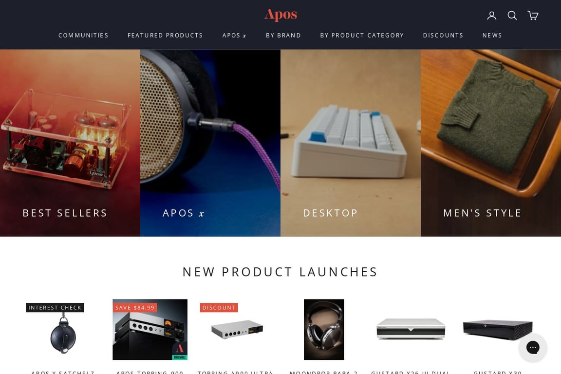 Apos Audio homepage