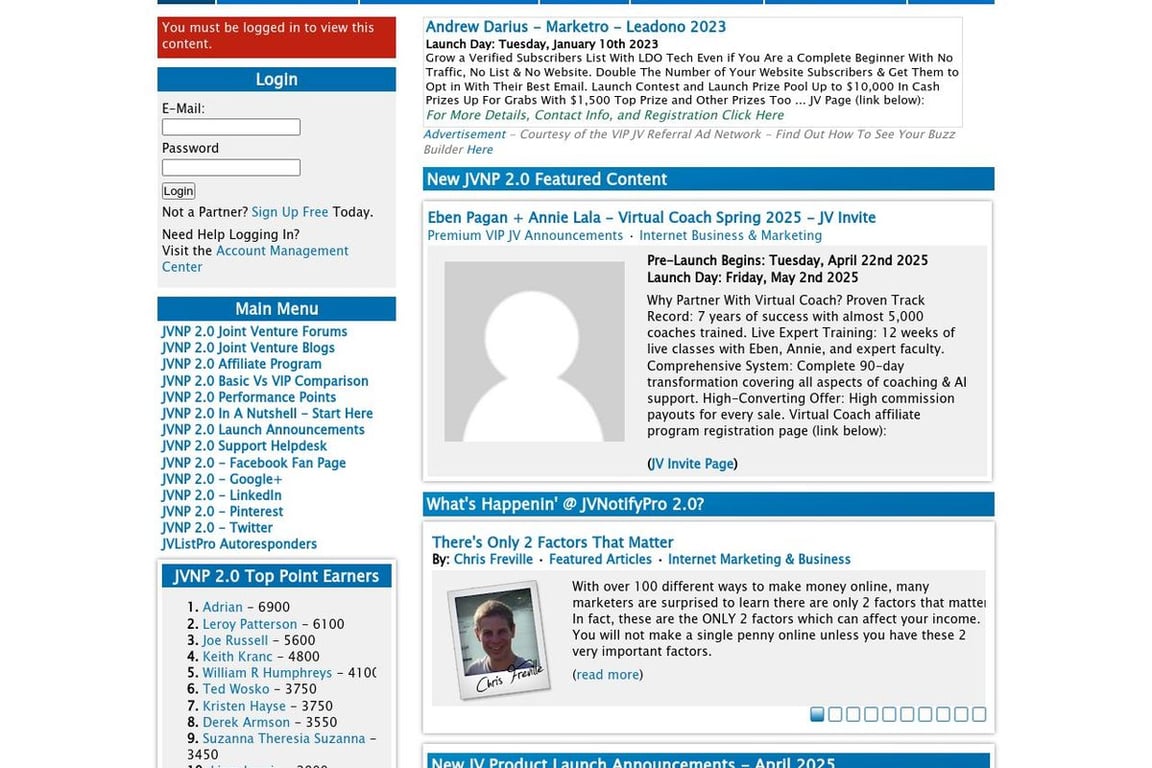 JVNotifyPro affiliate program signup page