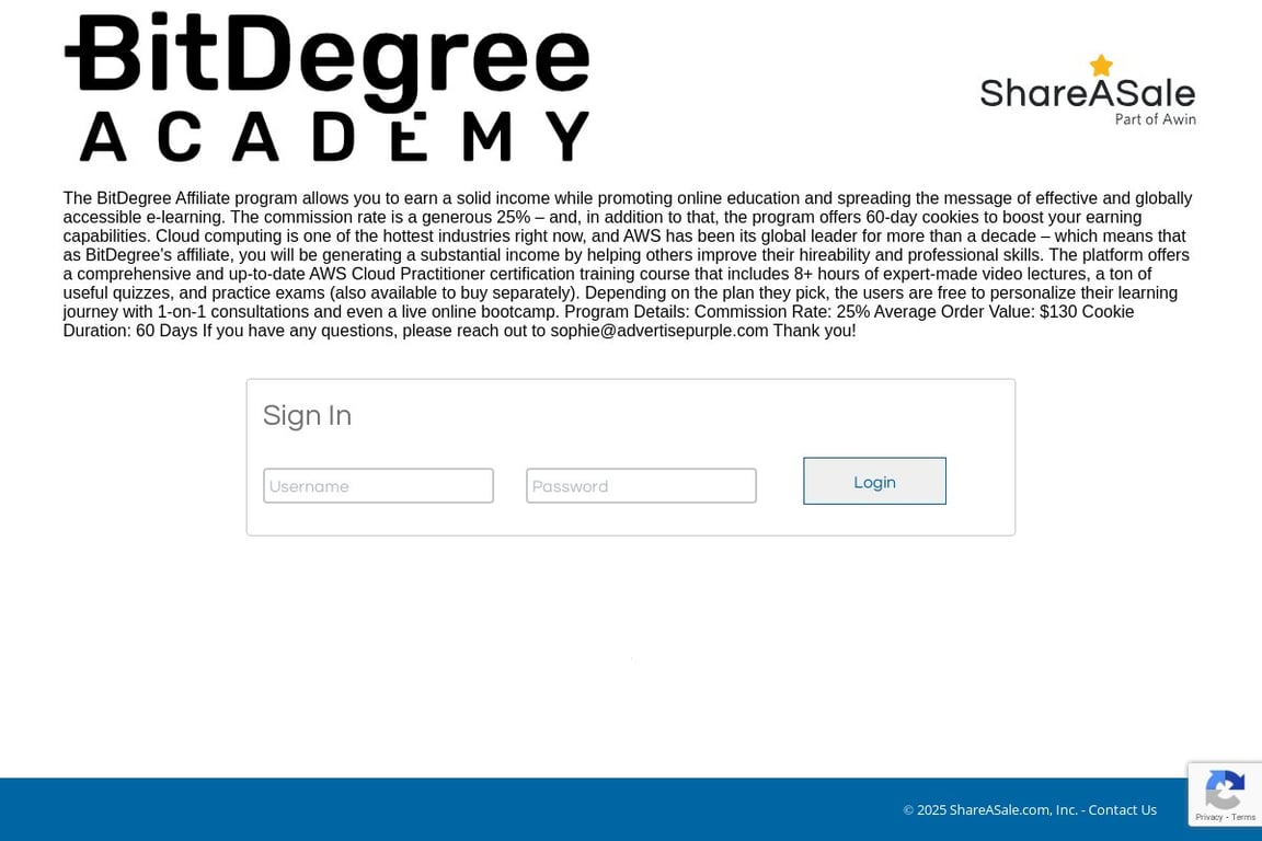 BitDegree affiliate program signup page