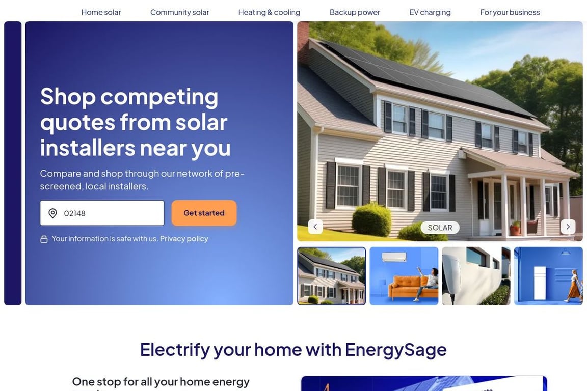 EnergySage Solar Marketplace homepage