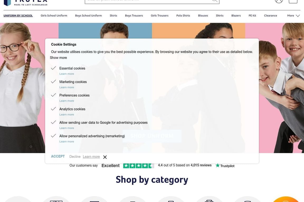 Trutex homepage
