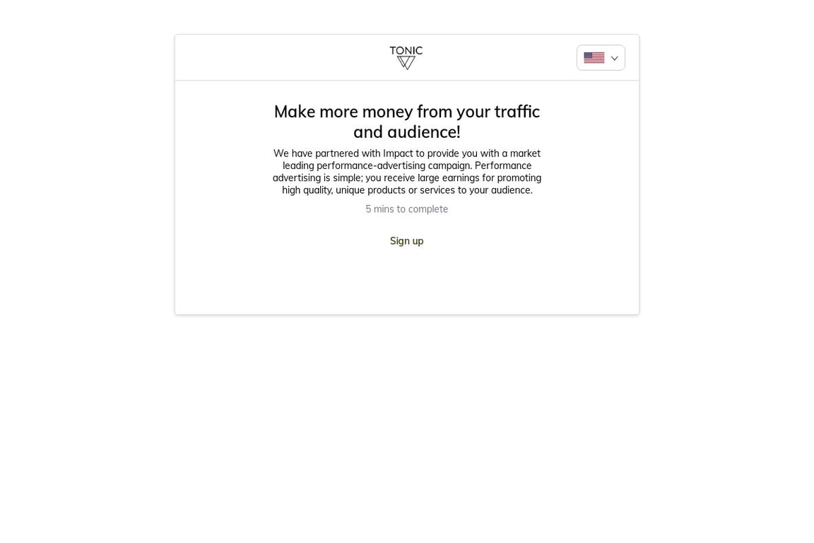 Tonic CBD affiliate program signup page