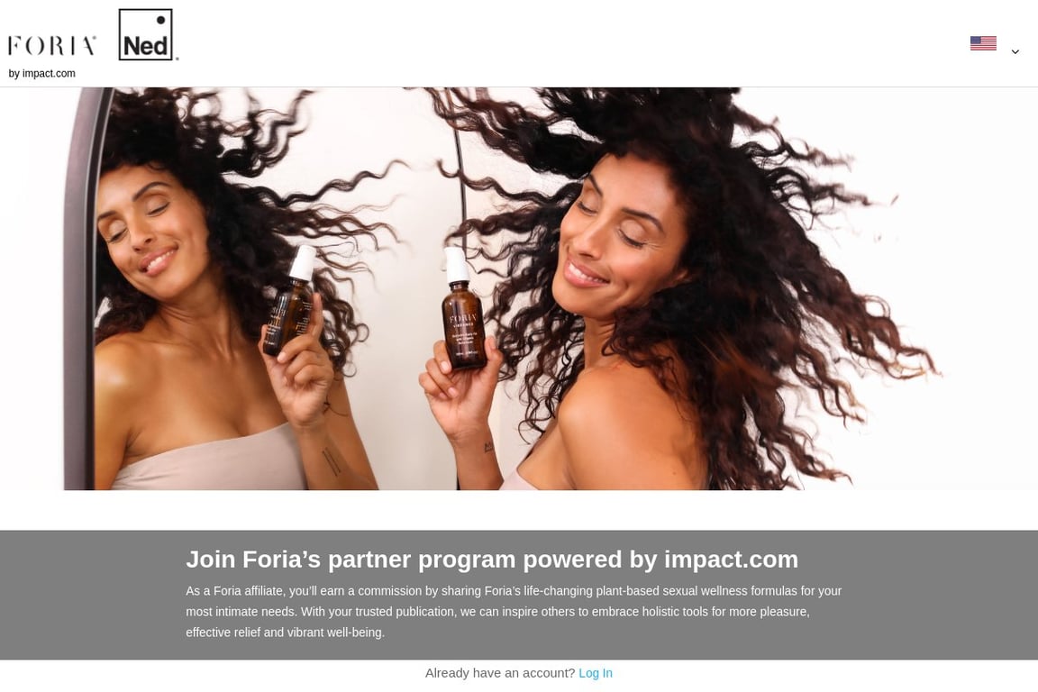 Foria affiliate program signup page