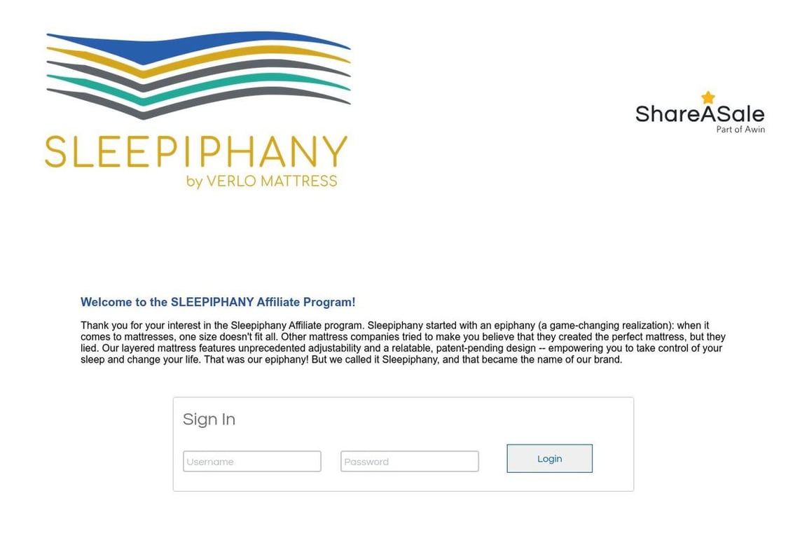 Sleepiphany affiliate program signup page