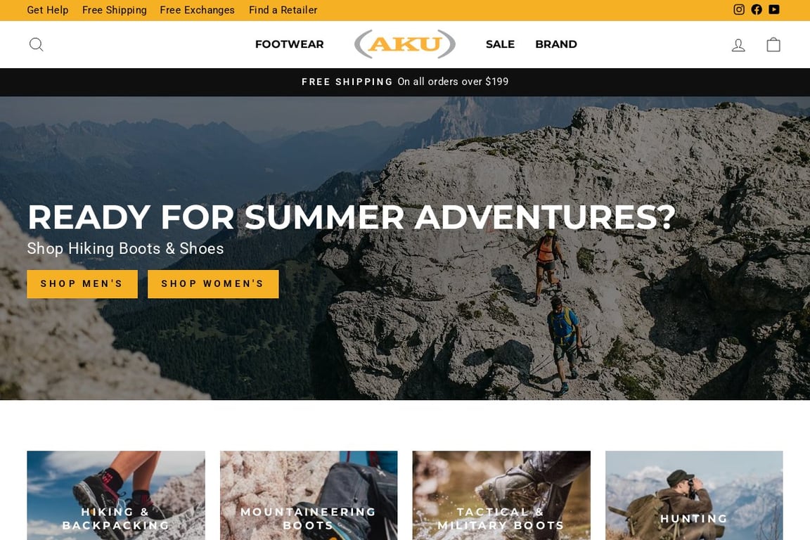 AKU Outdoor homepage
