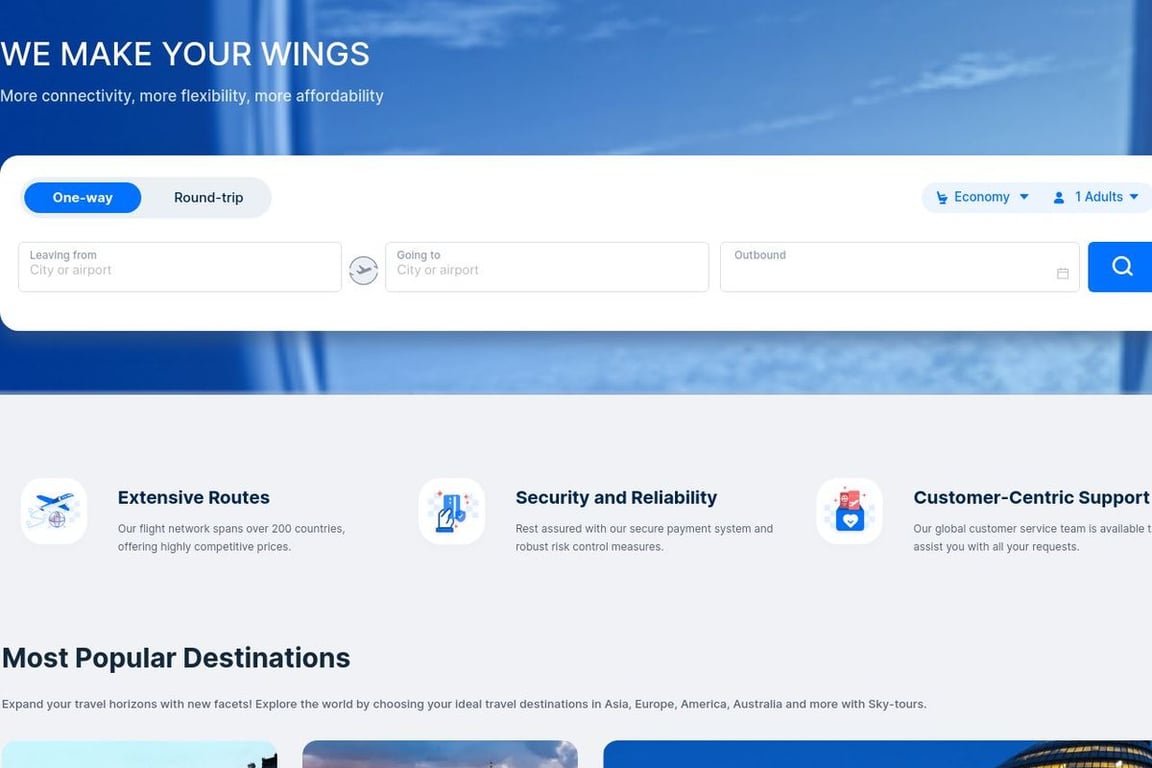 Skytours homepage
