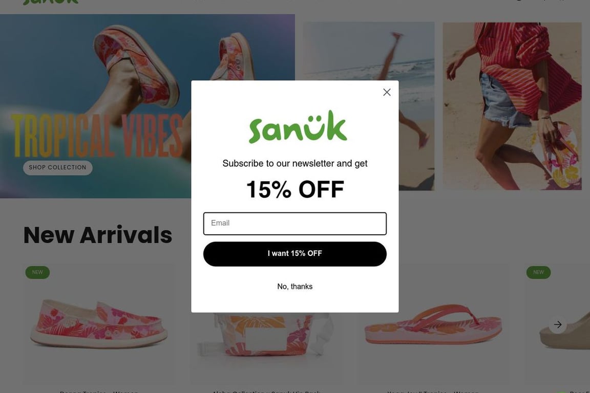 Sanuk homepage