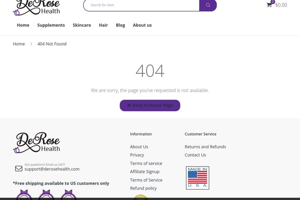 DeRose Health affiliate program signup page