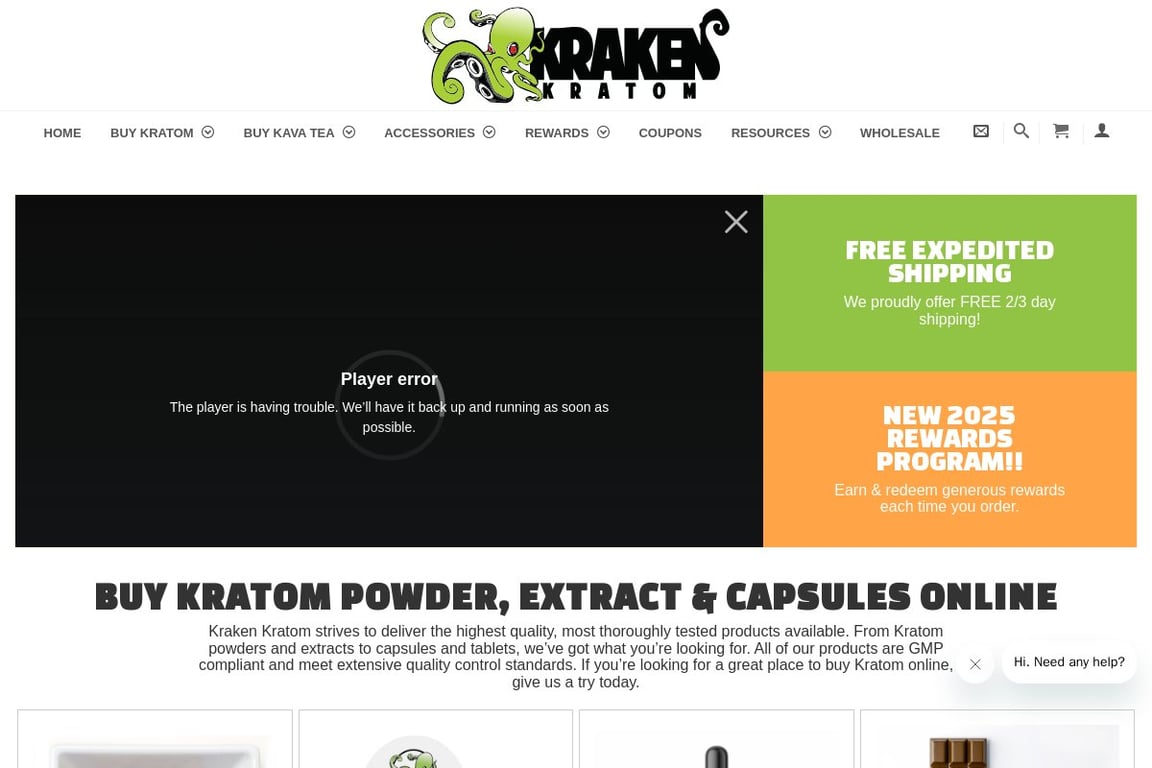 Kraken Kratom homepage