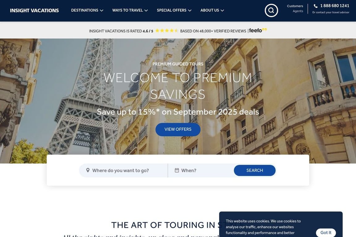 Insight Vacations homepage