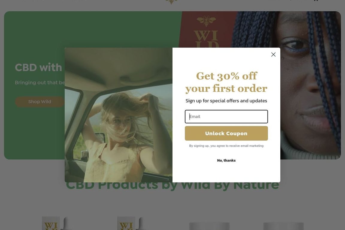 Wild By Nature CBD homepage