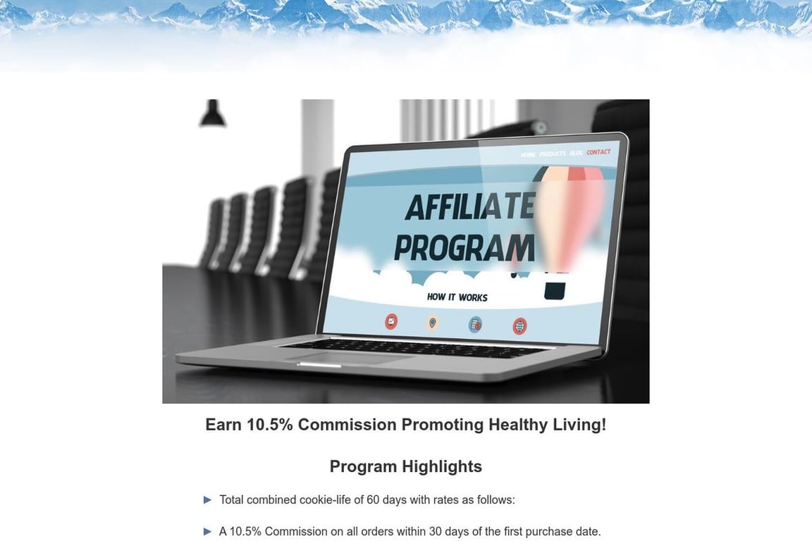 Wild Mountain Paleo Market affiliate program signup page