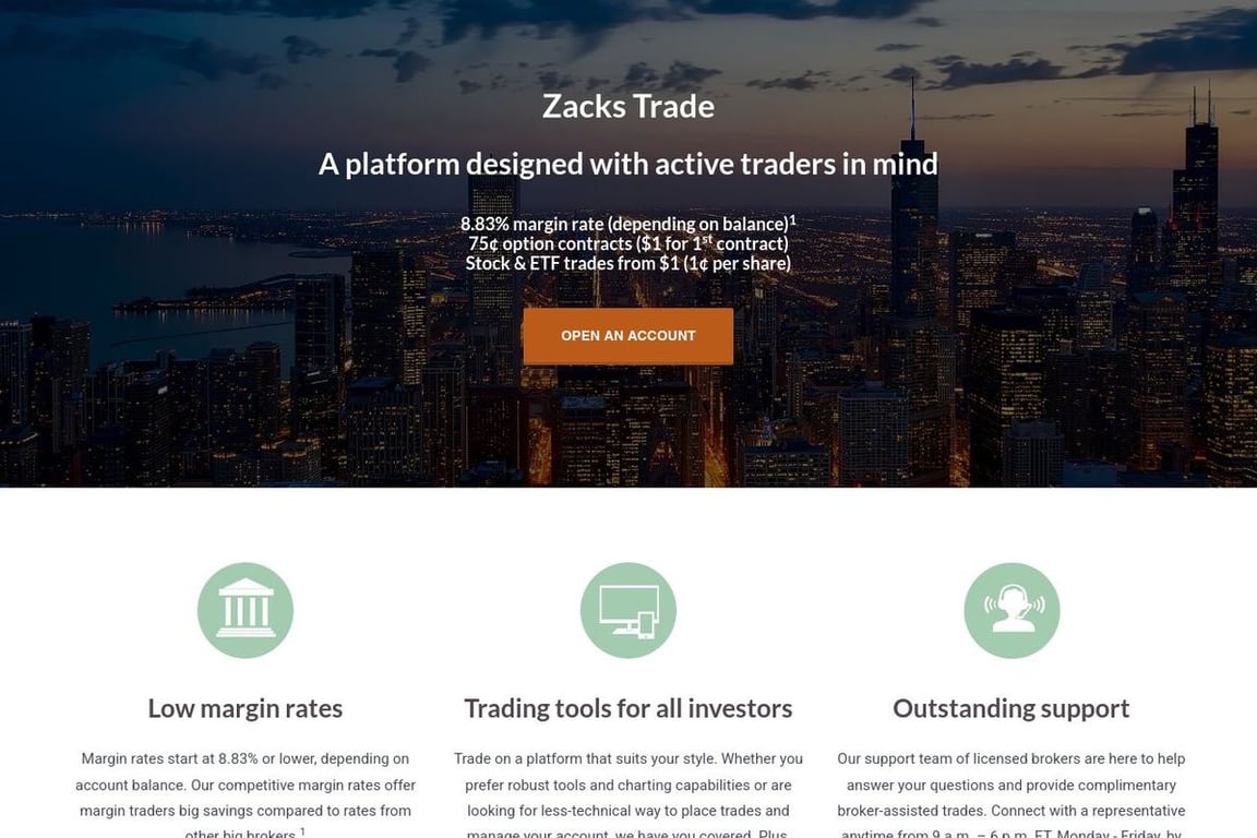 Zacks Trade homepage