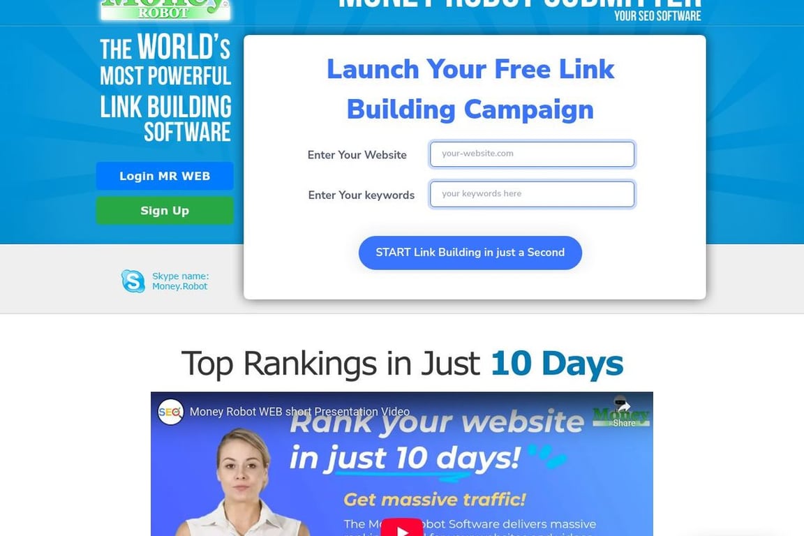 Money Robot homepage