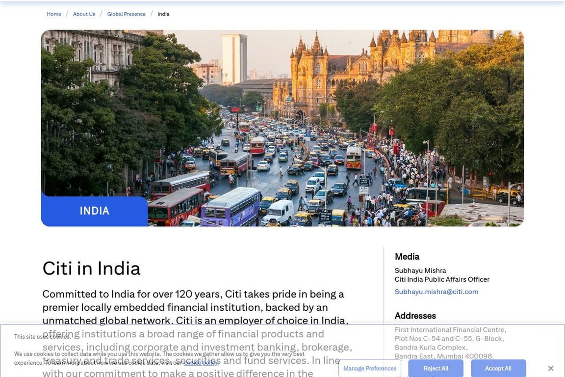 Citibank India homepage