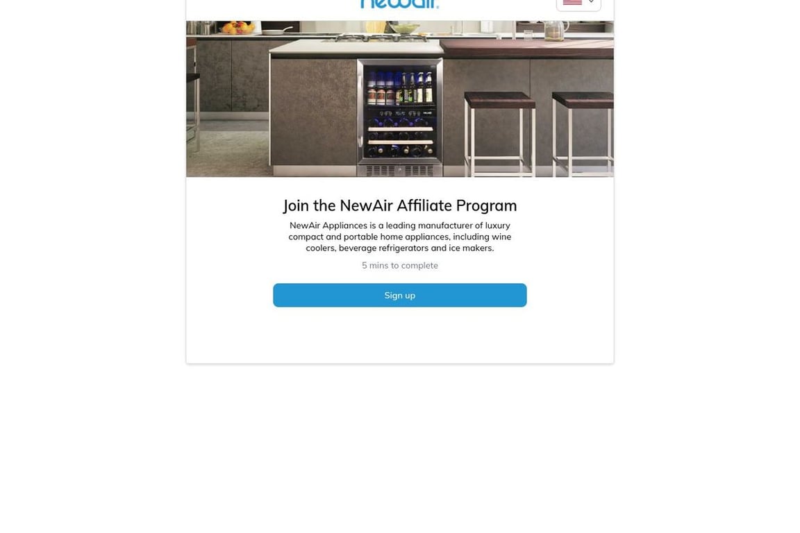 NewAir affiliate program signup page