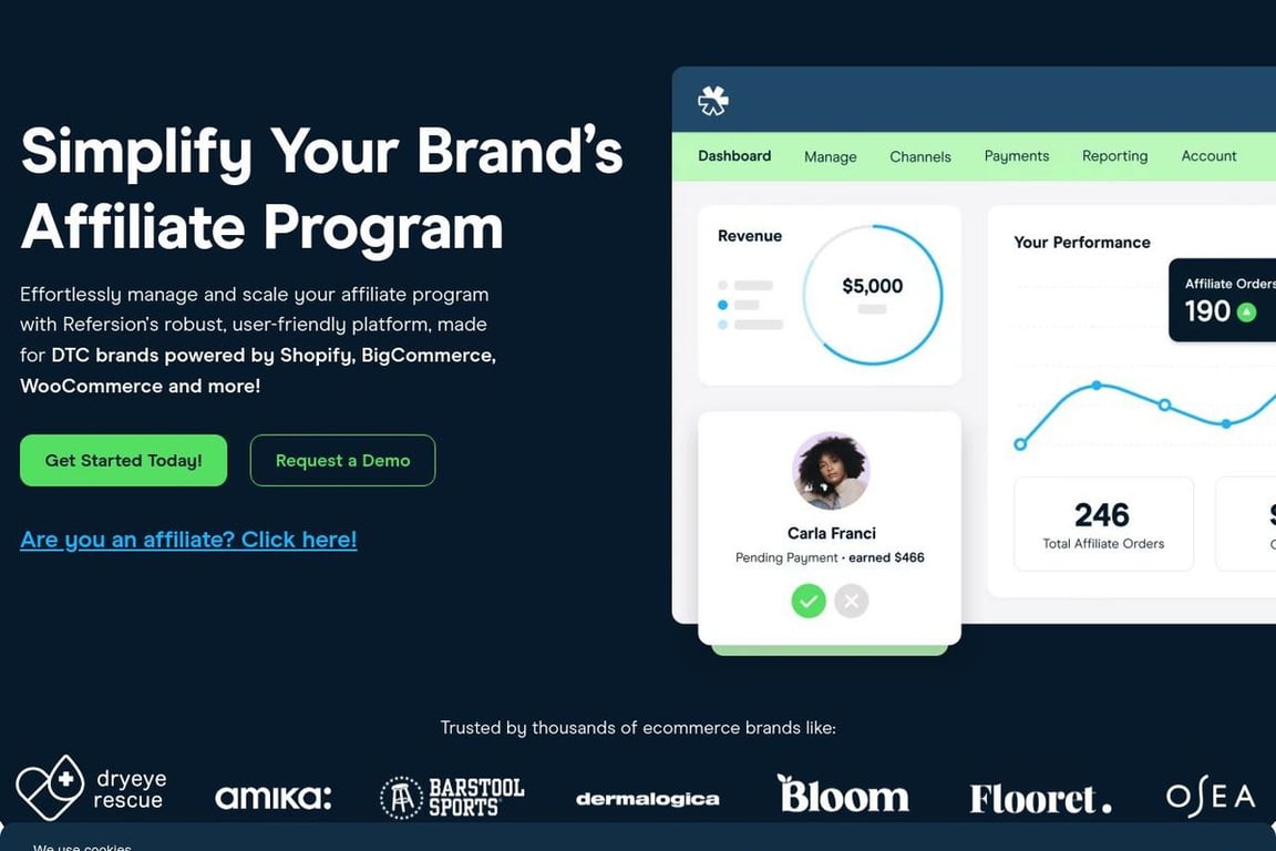 Freedom affiliate program signup page