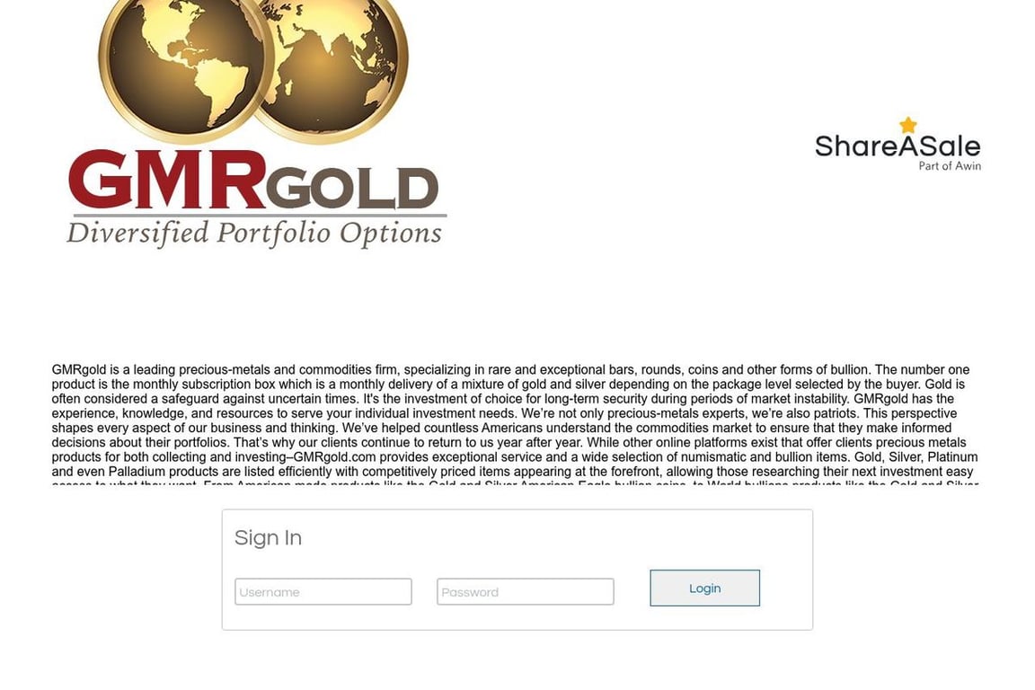 GMRgold affiliate program signup page