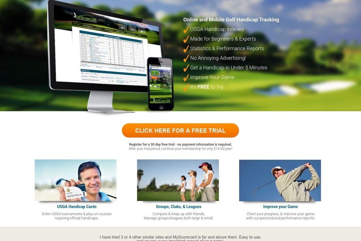 MyScoreCard homepage